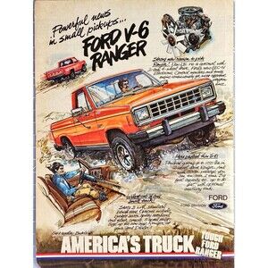 Ford V-6 Ranger Small Pickup "Amreria's Truck" Vintage Print Ad 1983